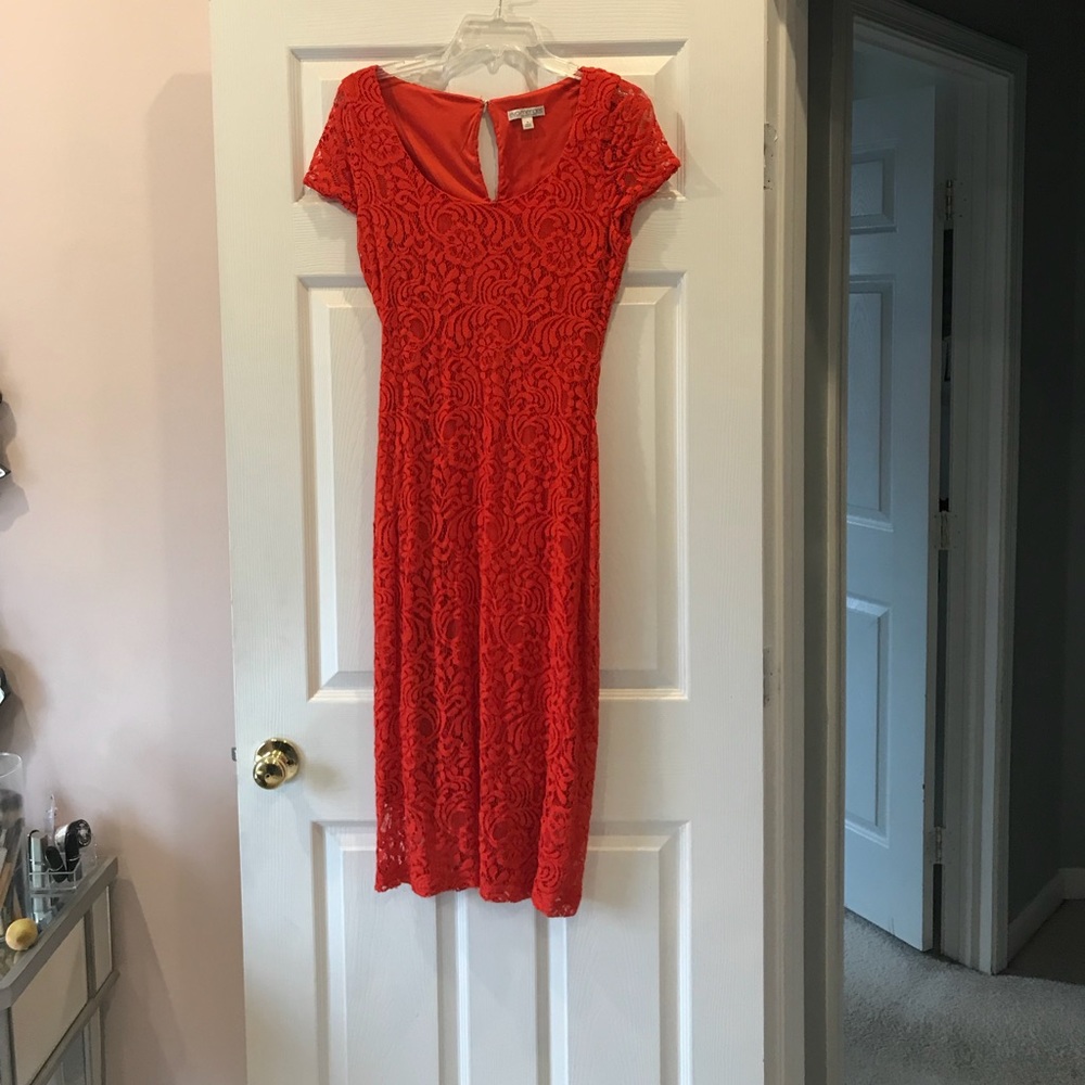 Beautiful coral lace dress!